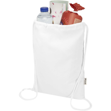 Logo trade promotional products image of: Oregon Blend 140 g/m² GRS recycled drawstring bag 5L
