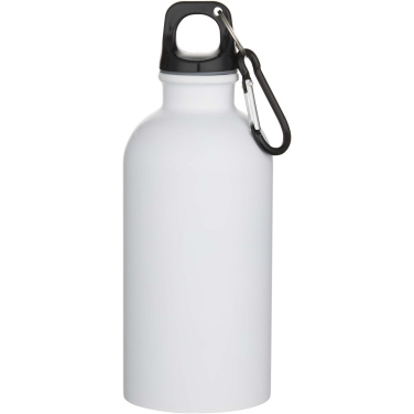 Logo trade promotional items image of: Oregon 400 ml matte RCS recycled single wall stainless steel water bottle with carabiner