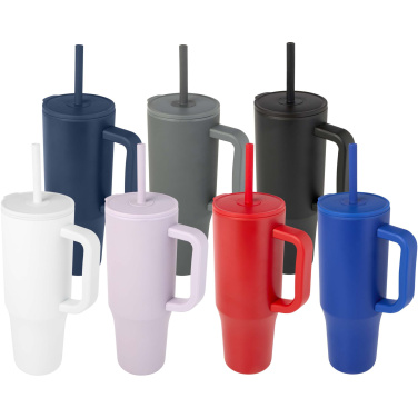Logo trade promotional gifts image of: Brady 900 ml RCS certified insulated tumbler with silicone straw