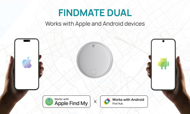 Logo trade promotional merchandise image of: Findmate Dual RCS recycled plastic item finder IPX 5