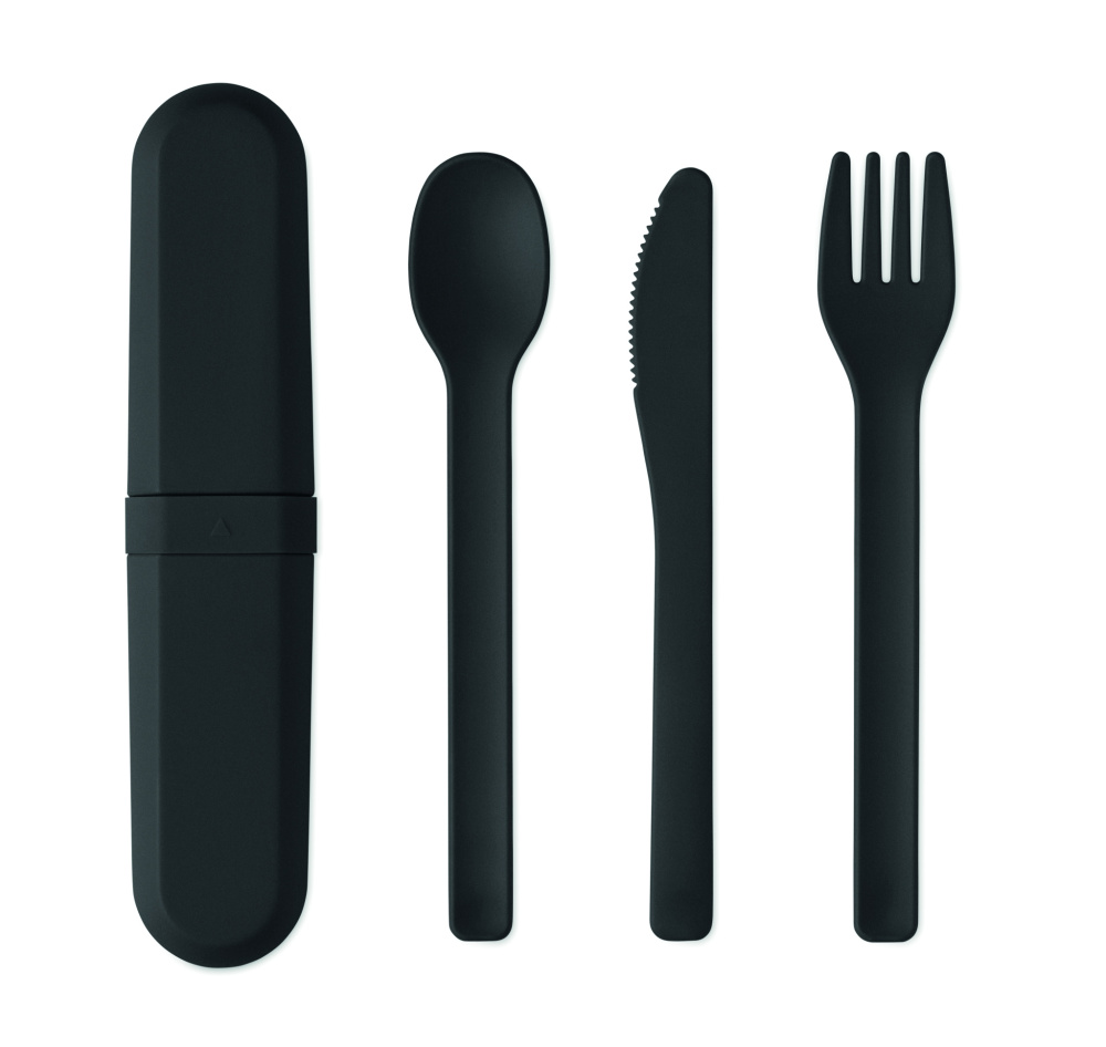 Logo trade promotional items image of: Cutlery set and case in PLA