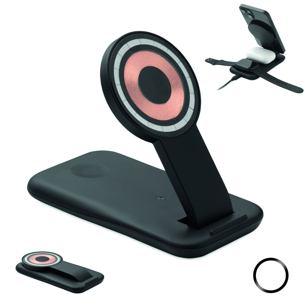 Logo trade advertising products image of: 3 in 1 wireless charger 15W