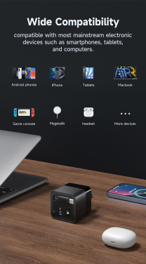 Logotrade advertising product picture of: Urban Vitamin Mendocino 65W GaN charger retractable cable