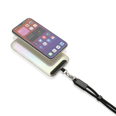 Logo trade corporate gift photo of: LoopAmp RCS RPET adjustable phone wrist strap 60W cable