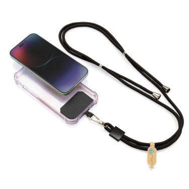 Logo trade promotional merchandise picture of: CarryLoop RCS recycled PET adjustable phone holder lanyard
