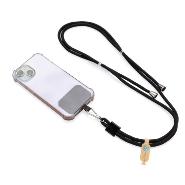 Logo trade promotional merchandise picture of: CarryLoop RCS recycled PET adjustable phone holder lanyard