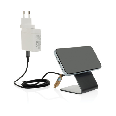 Logo trade business gifts image of: Terra aluminium 15W magnetic wireless charging phone stand