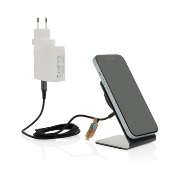 Logotrade promotional products photo of: Terra aluminium 15W magnetic wireless charging phone stand