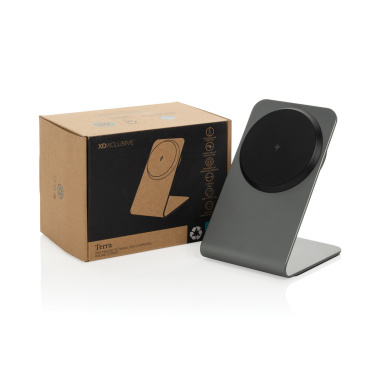 Logo trade promotional giveaways picture of: Terra aluminium 15W magnetic wireless charging phone stand
