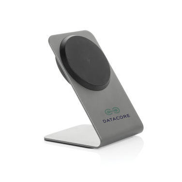 Logotrade promotional product image of: Terra aluminium 15W magnetic wireless charging phone stand