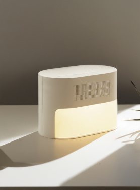 Logotrade promotional item image of: LumaRise RCS reycled plastic white noise alarm clock