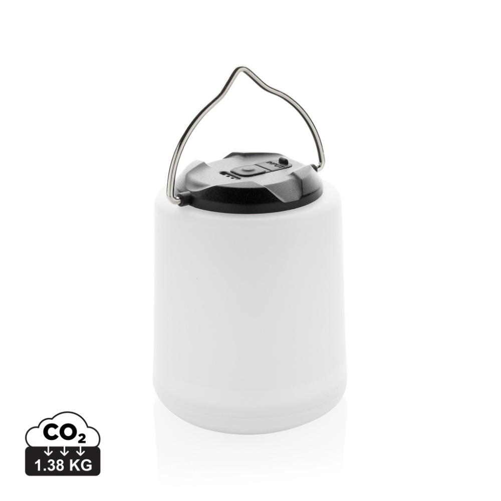 Logo trade promotional gifts picture of: Limio RCS recycled plastic portable re-chargeable table lamp