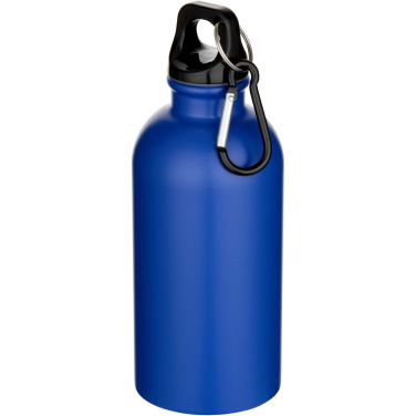 Logo trade advertising product photo of: Oregon 400 ml matte RCS recycled single wall stainless steel water bottle with carabiner
