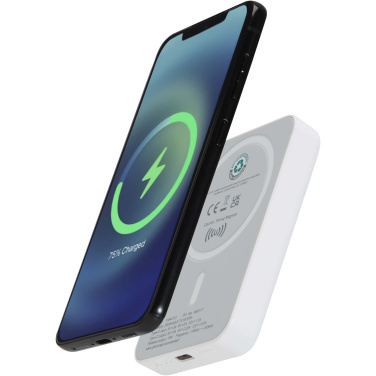 Logo trade promotional giveaways picture of: Acrab 5000 mAh 15W magnetic wireless power bank with 20W PD - made from recycled plastic