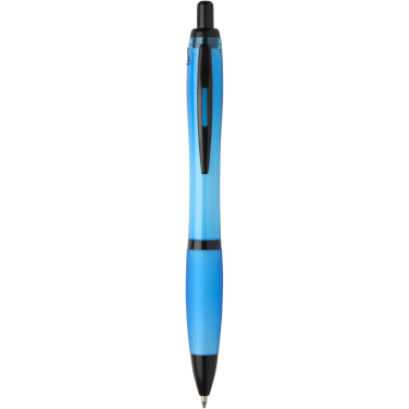 Logotrade corporate gift picture of: Nash recycled plastic ballpoint pen with black trims (black ink)
