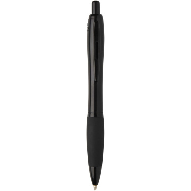 Logotrade promotional item image of: Nash recycled plastic ballpoint pen with black trims (black ink)