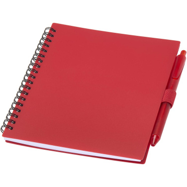 Logotrade promotional merchandise picture of: Niove recycled plastic soft cover notebook and ballpoint pen set (blue ink)