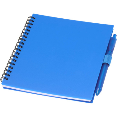 Logo trade advertising product photo of: Niove recycled plastic soft cover notebook and ballpoint pen set (blue ink)