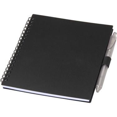 Logotrade corporate gift image of: Niove recycled plastic soft cover notebook and ballpoint pen set (blue ink)