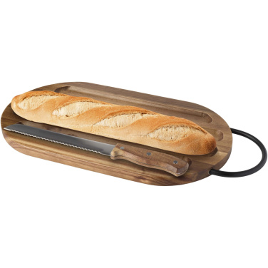 Logotrade promotional product picture of: Prestige acacia wood chopping board with bread knife