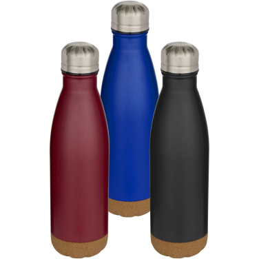 Logo trade promotional item photo of: Cove 500 ml double wall vacuum insulated stainless steel water bottle with cork details
