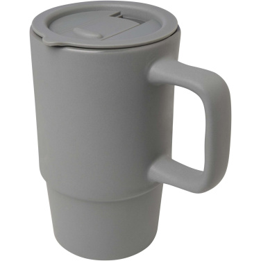 Logo trade corporate gifts image of: Carter 450 ml ceramic mug with plastic lid