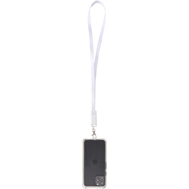 Logotrade corporate gift image of: Franz recycled plastic smartphone lanyard with built-in data sync and 65W fast charge 5-in-1 cable