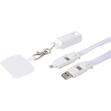 Logo trade advertising products image of: Franz recycled plastic smartphone lanyard with built-in data sync and 65W fast charge 5-in-1 cable