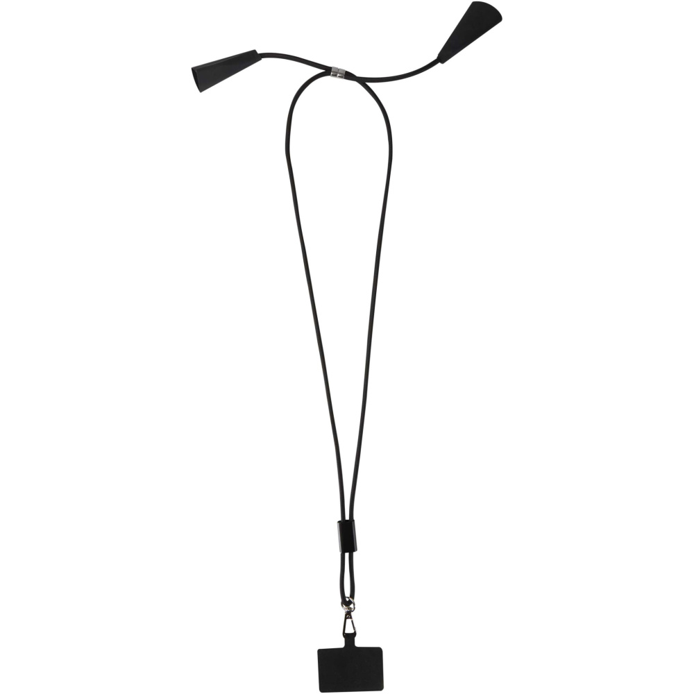 Logotrade promotional products photo of: Funi recycled plastic smartphone lanyard with built-in data sync and 100W fast charge 5-in-1 cable