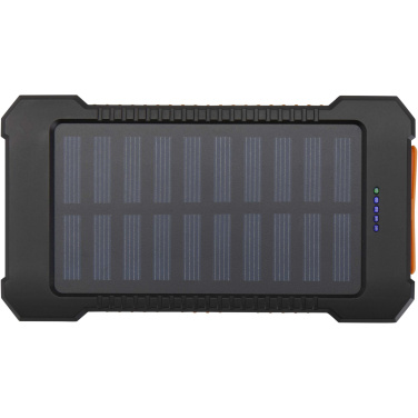Logo trade business gifts image of: Altair 5000 mAh 10W recycled plastic rugged solar power bank with built-in torch
