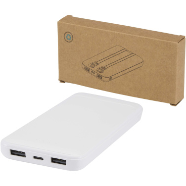 Logotrade promotional item image of: Adhil 10.000 mAh 10W recycled plastic power bank with 2 built-in cables