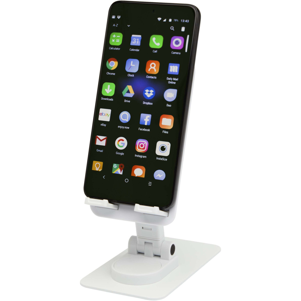 Logotrade promotional items photo of: Alhena recycled plastic foldeable phone holder with metal desk stand