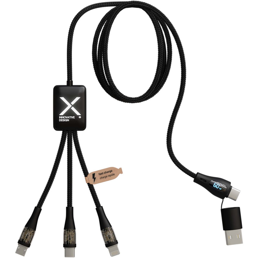Logotrade advertising product picture of: SCX.design C51 60W 5-in-1 rPET fast charging cable with display
