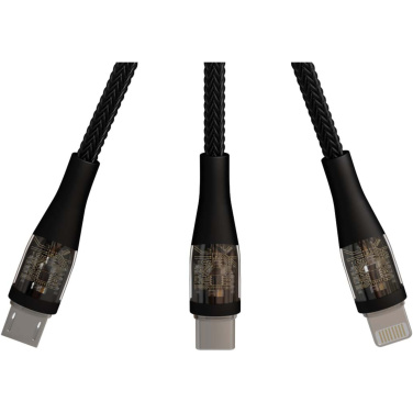 Logo trade promotional giveaway photo of: SCX.design C51 60W 5-in-1 rPET fast charging cable with display