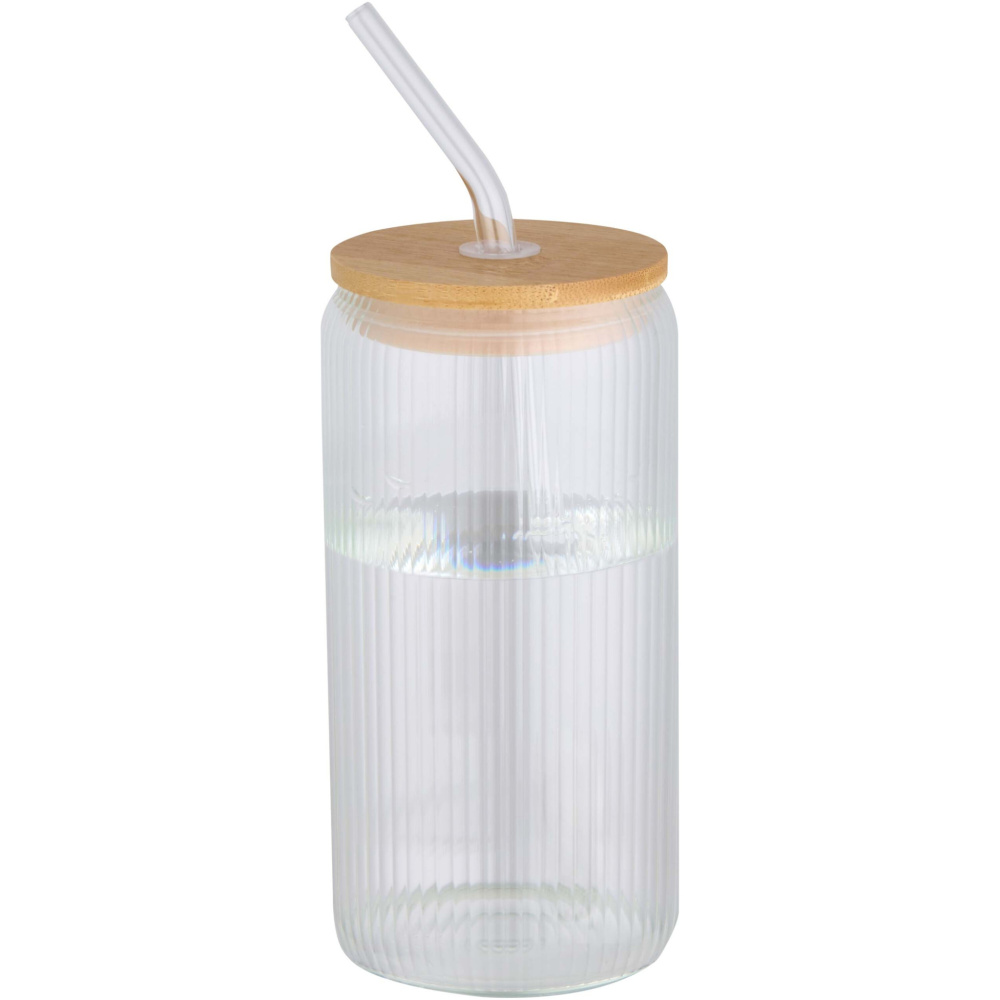 Logotrade promotional product picture of: Mirage 500 ml single-walled borosilicate glass jar with bamboo lid