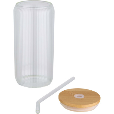 Logo trade corporate gifts picture of: Mirage 500 ml single-walled borosilicate glass jar with bamboo lid