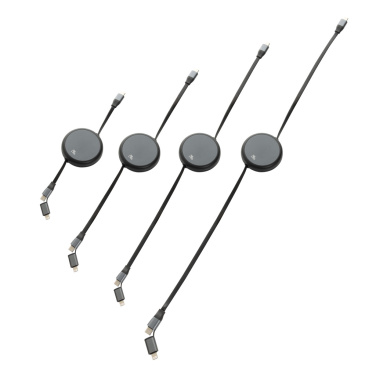 Logo trade promotional items image of: Terra RCS recycled aluminium retractable 240W 2-in-1 cable