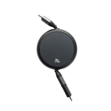Logotrade corporate gifts photo of: Terra RCS recycled aluminium retractable 240W 2-in-1 cable