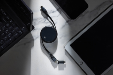 Logo trade corporate gifts picture of: Terra RCS recycled aluminium retractable 240W 2-in-1 cable