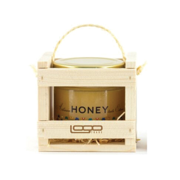 Logotrade promotional items photo of: ##Flower honey in a wooden box, 300 ml with custom design