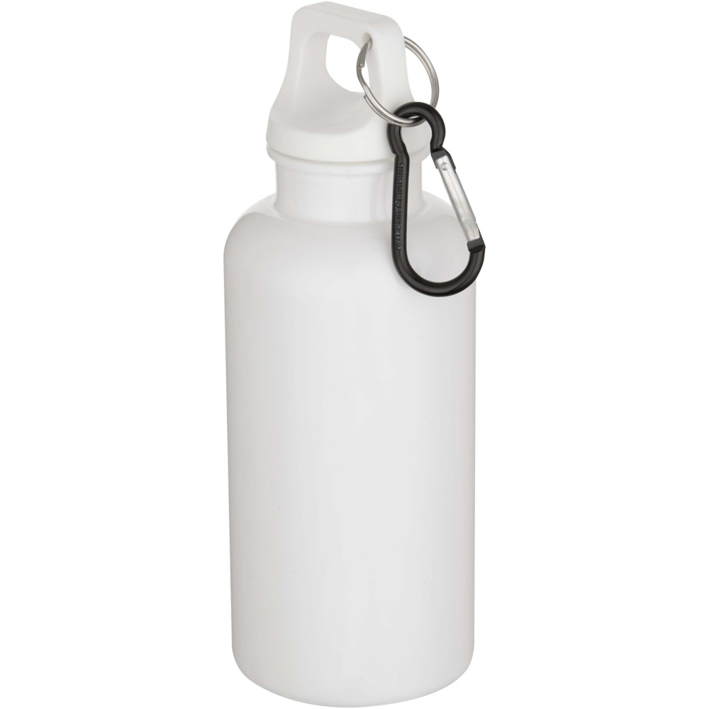 Logotrade promotional merchandise photo of: Oregon 400 ml solid colour RCS recycled plastic water bottle with carabiner