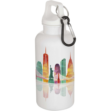 Logo trade corporate gift photo of: Oregon 400 ml solid colour RCS recycled plastic water bottle with carabiner