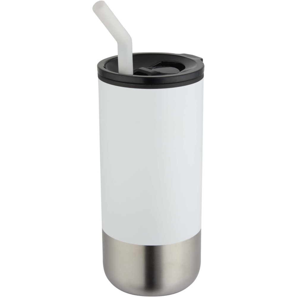 Logo trade promotional merchandise picture of: Grayson 480 ml RCS recycled insulated tumbler with straw