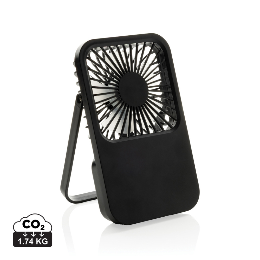 Logo trade promotional gift photo of: Aervina RCS recycled plastic re-chargeable desk fan