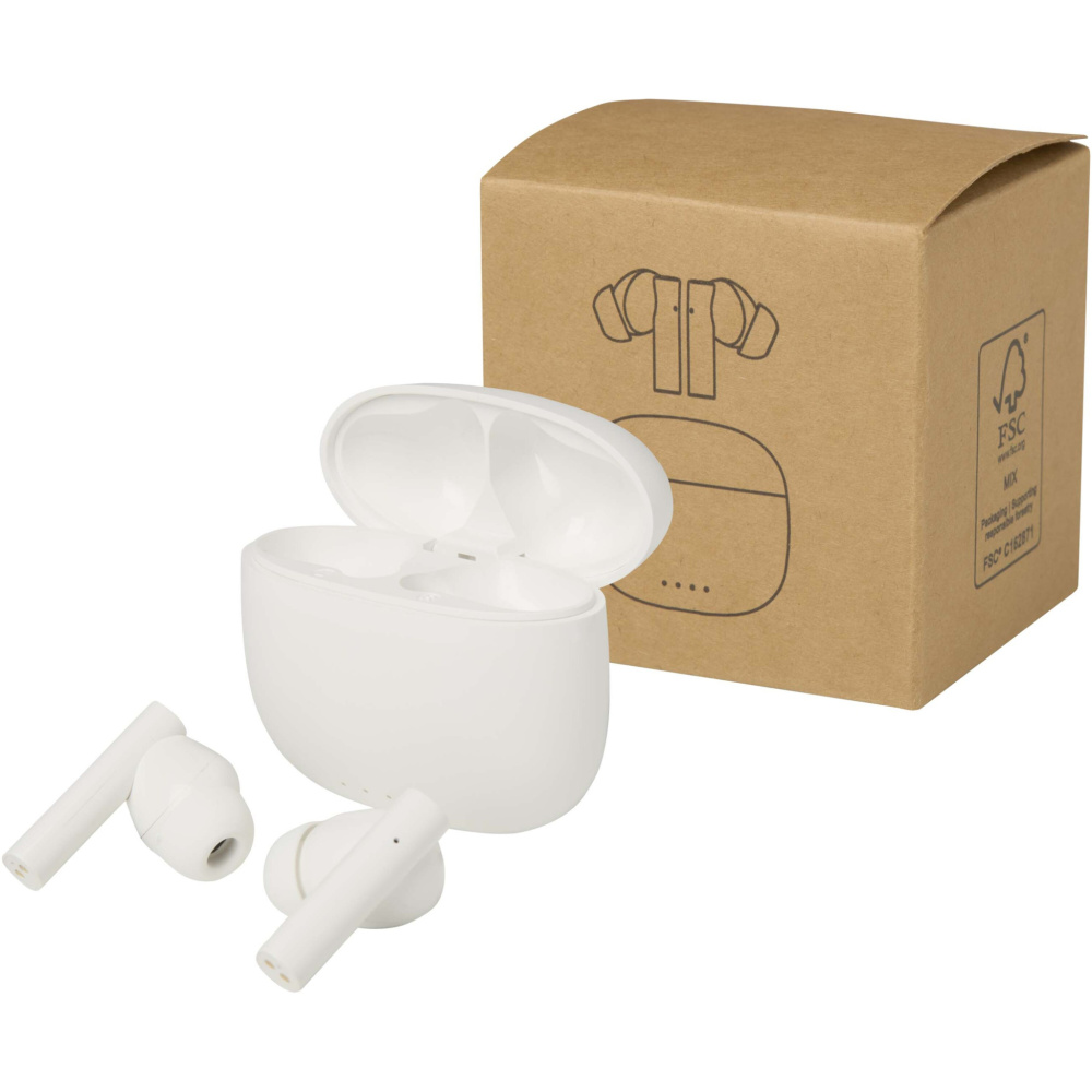Logo trade promotional gift photo of: Alterf recycled plastic True Wireless Bluetooth® headset with silicone eartips