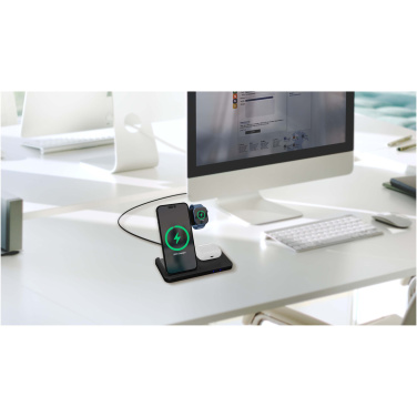 Logo trade promotional product photo of: SCX.design W28 3-in-1 wireless charging base with phone stand