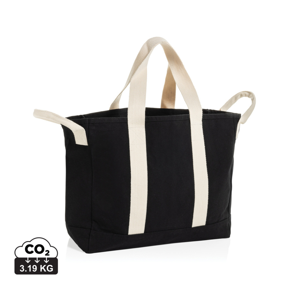 Logo trade promotional gifts picture of: BEAU AWARE™ Beach bag 400gsm recycled canvas, with side hand