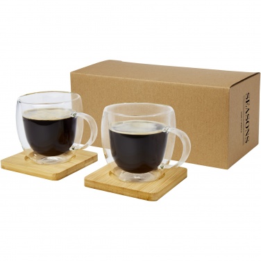 Logo trade ärikingid foto: Manti 2-osaline 250 ml topeltseinaga klaasist tass bambusest alusega 