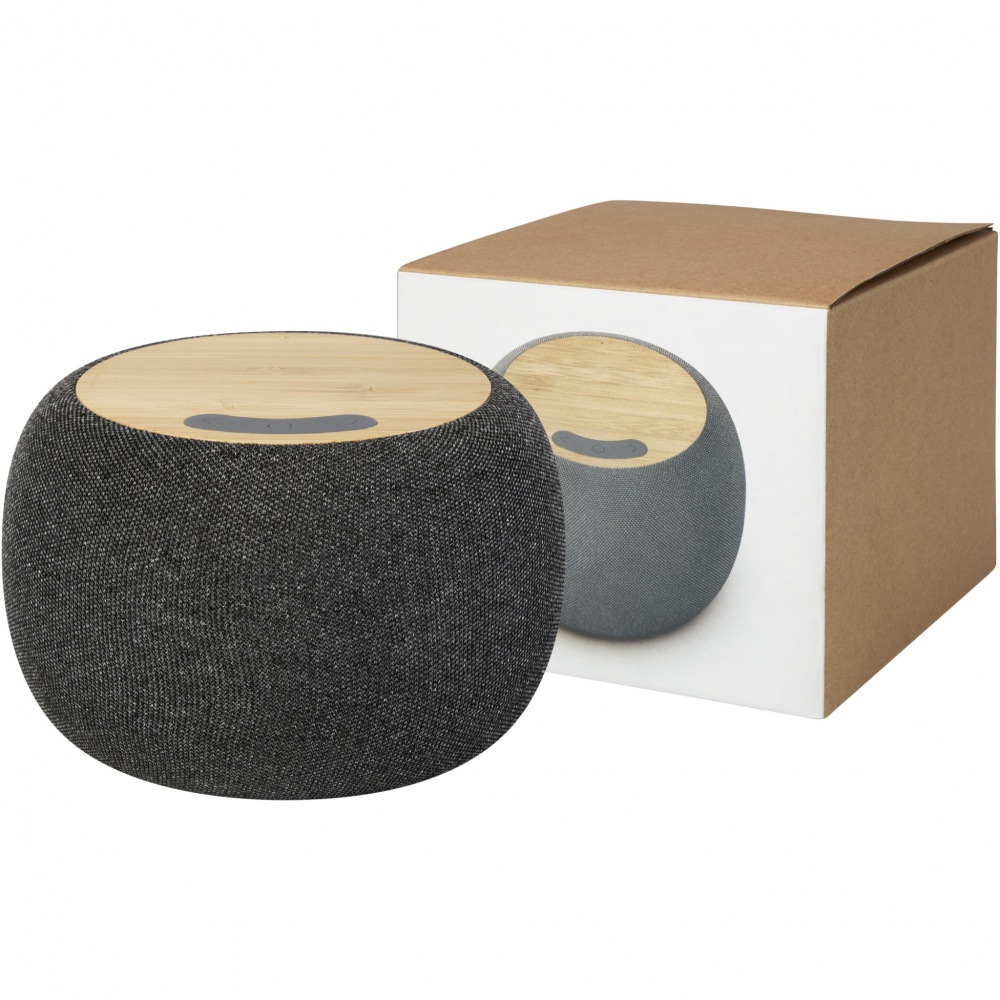 Logo trade reklaamkingituse pilt: Ecofiber bambusest/RPET Bluetooth® kõlar ja juhtmevaba laadimisalus