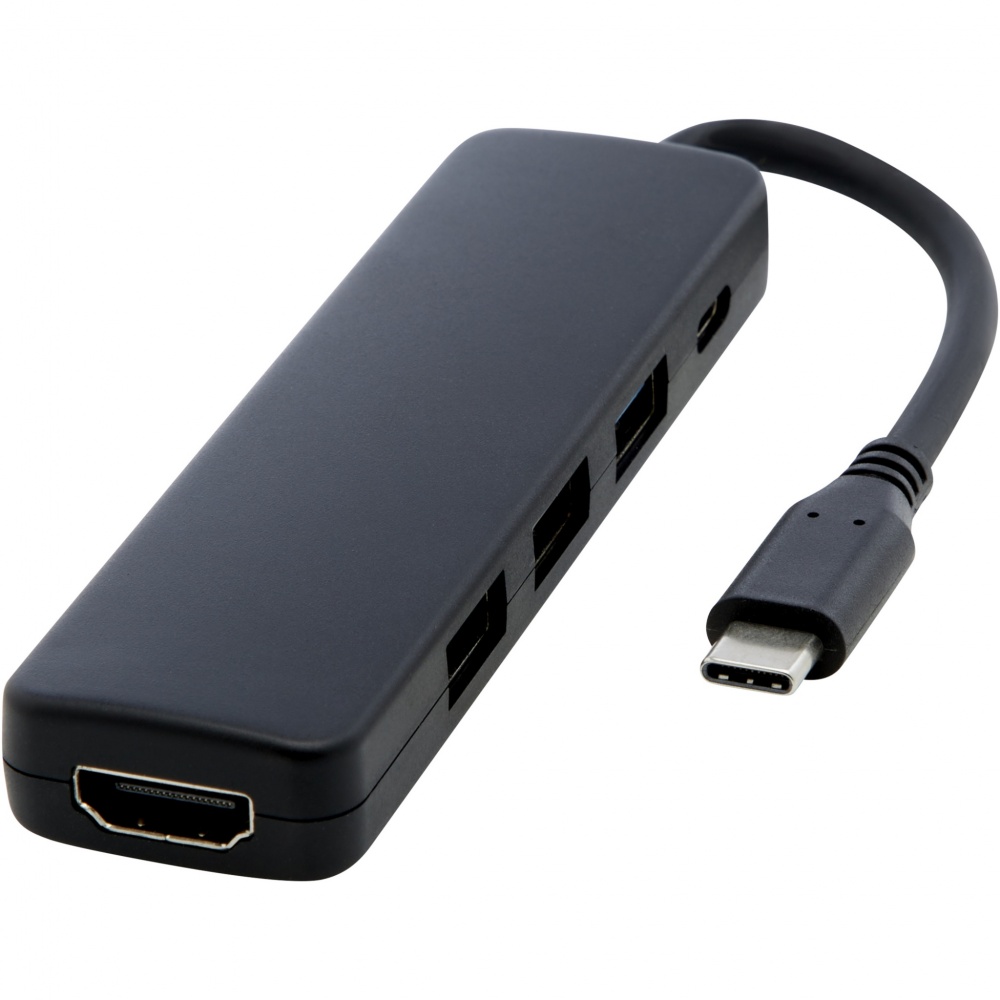 Logo trade reklaamkingituse pilt: Loop RCS taaskasutatud plastist multimeediumiadapter USB 2.0-3.0 HDMI-pordiga